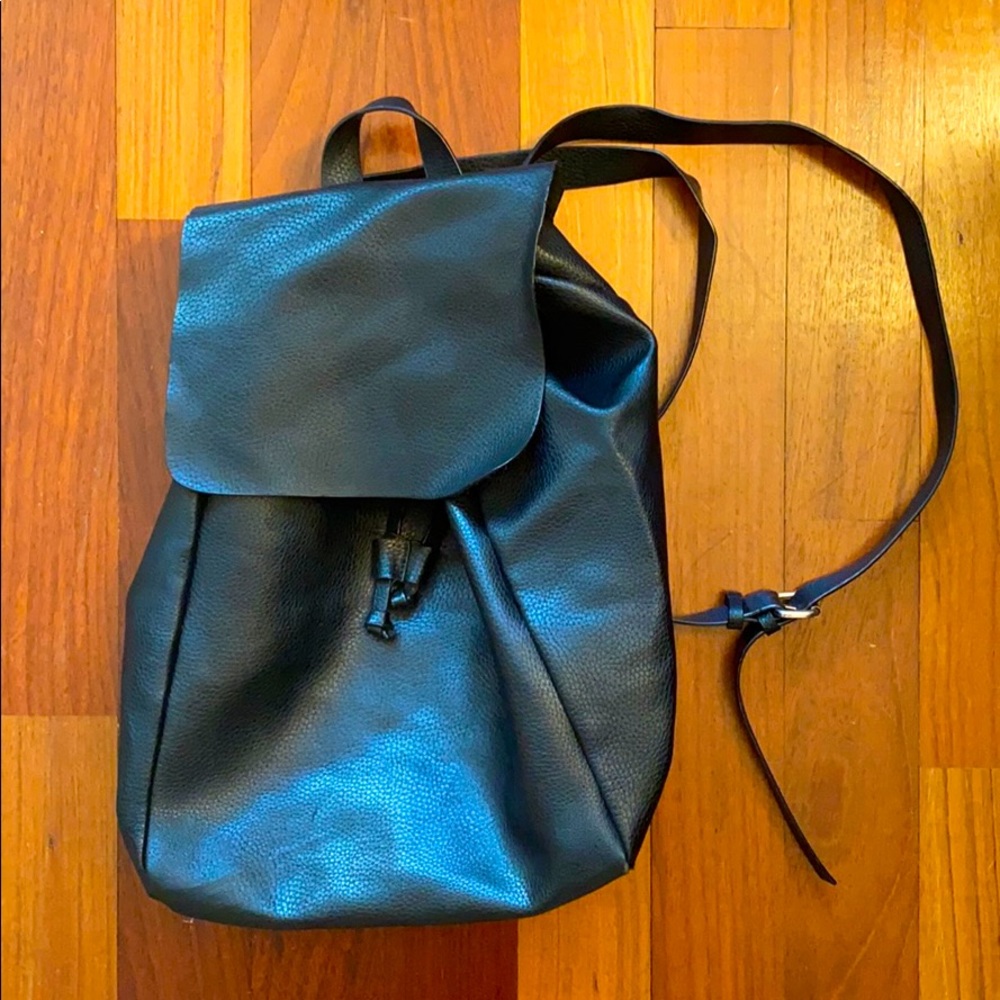 Zara black faux leather backpack